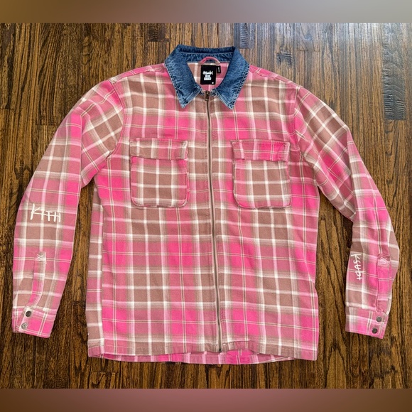 Kith x Ksubi Kace Faded Plaid Zip Over-Shirt Jacket Size Medium - Picture 2 of 9